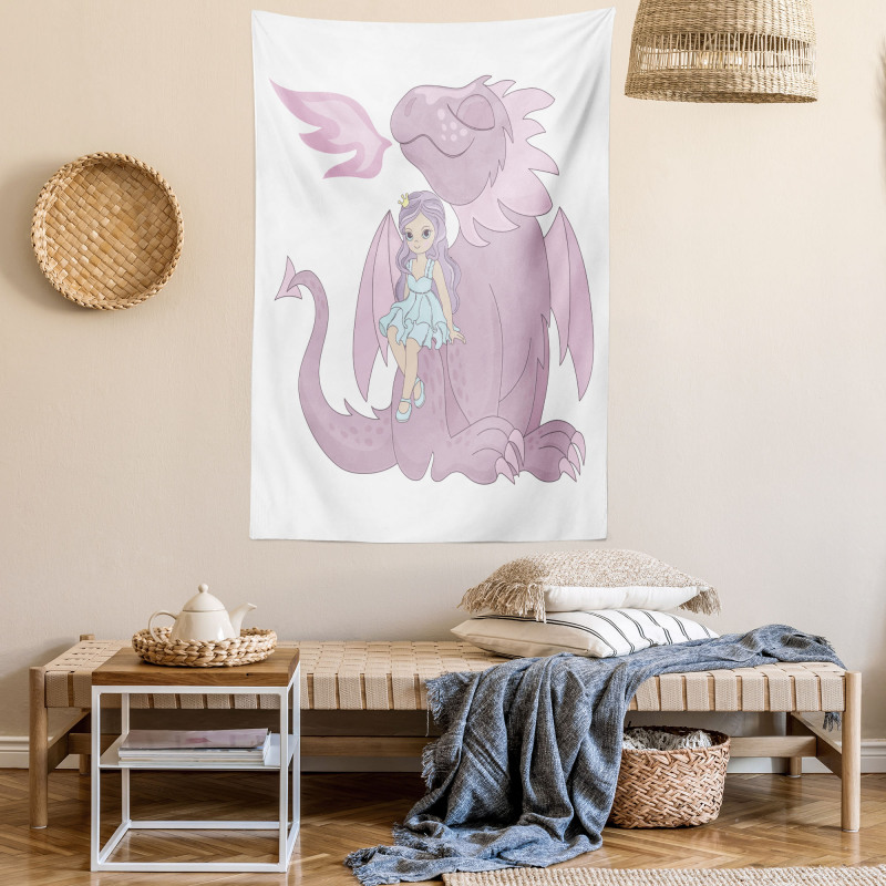 Princess Sitting on Creature Tapestry