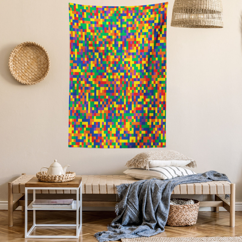 Vivid Motley Pixel Tapestry