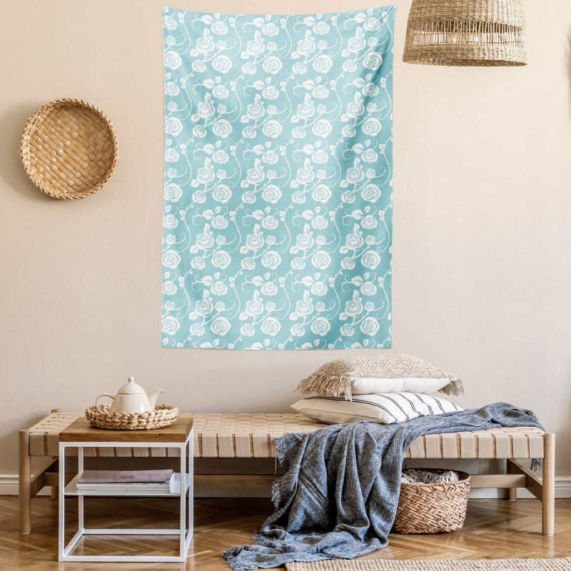 Pastel Style Swirling Roses Tapestry