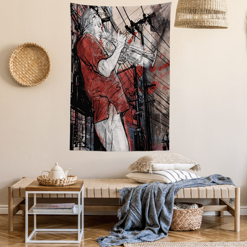 Grunge Jazz Musician Tapestry