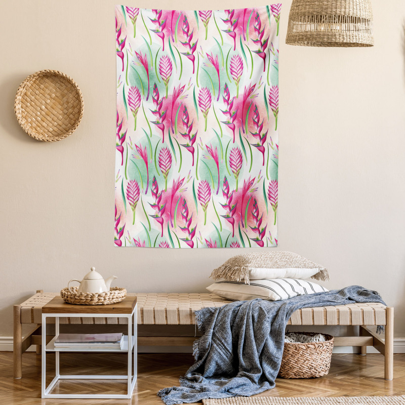 Tropic Flowers Paint Blots Tapestry