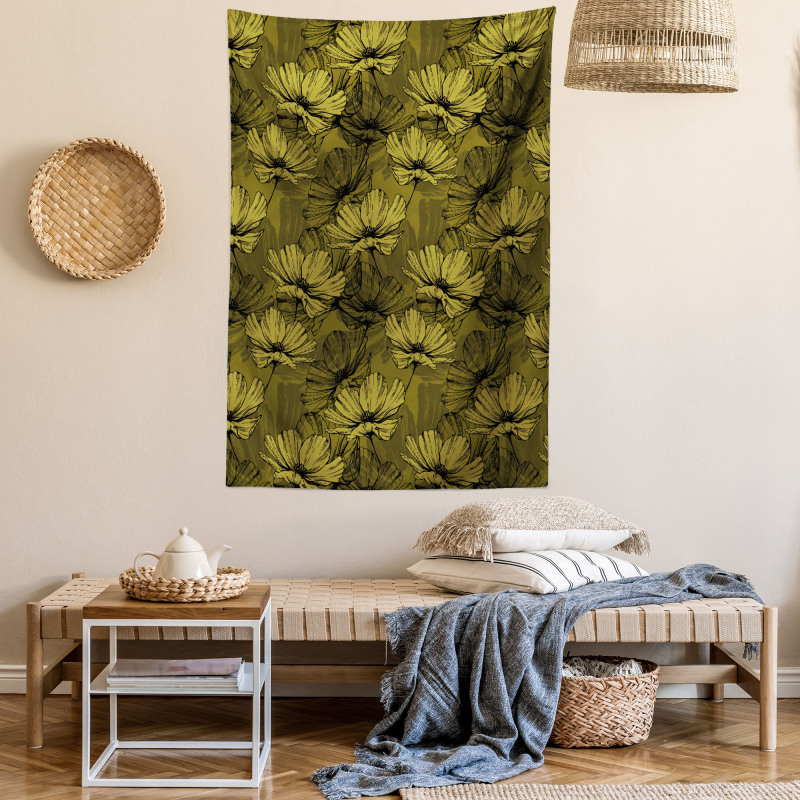 Fowers in Earth Tones Art Tapestry