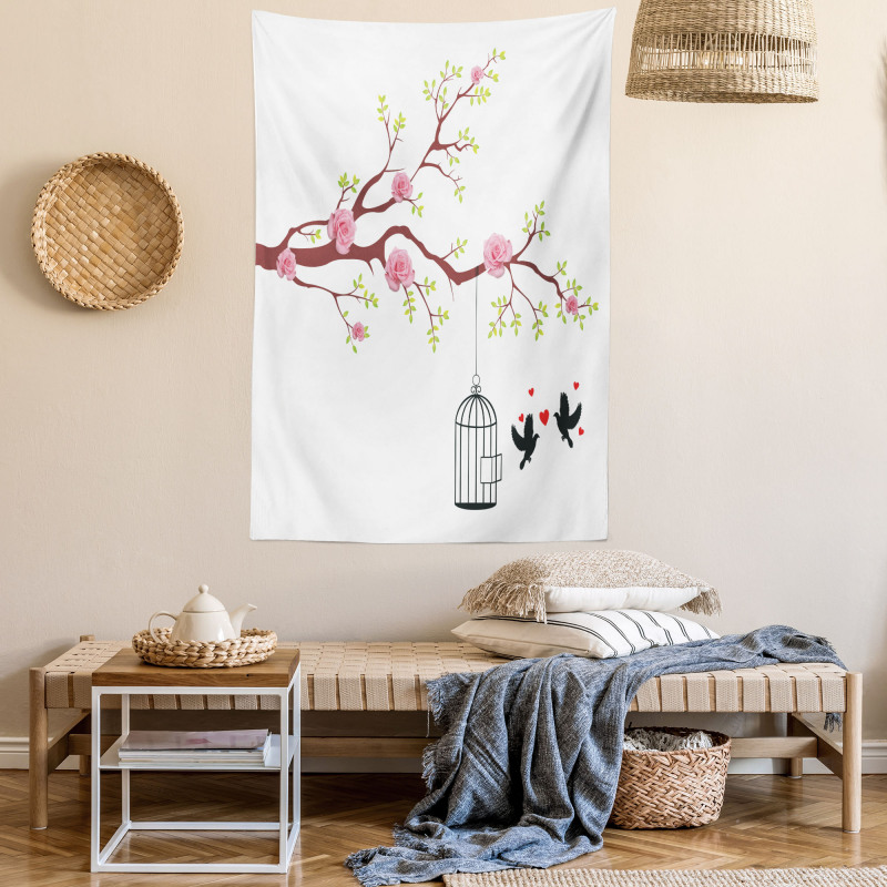 Roses Blossoms Birds Tapestry