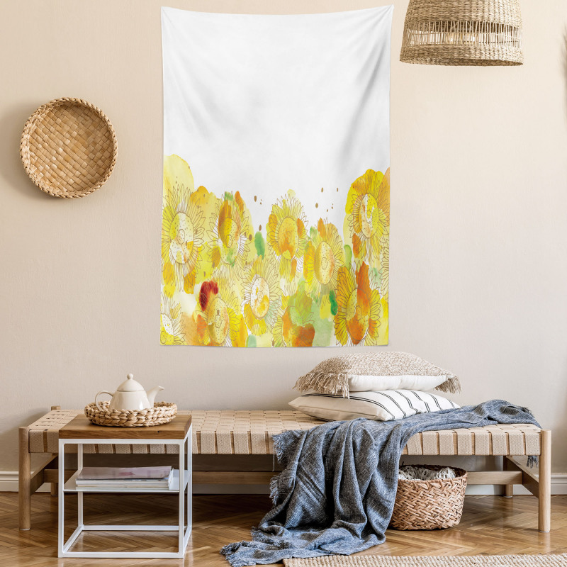 Watercolor Sunflowers Tapestry