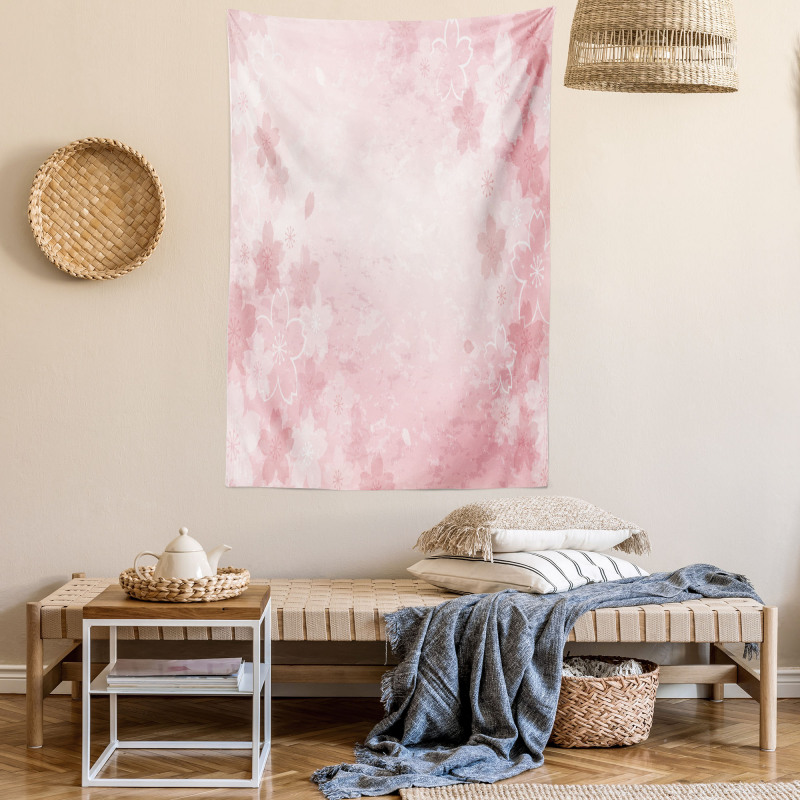 Cherry Blossom Floral Art Tapestry