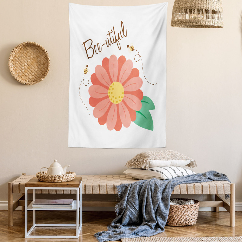 Bee-utiful Floral Scene Tapestry