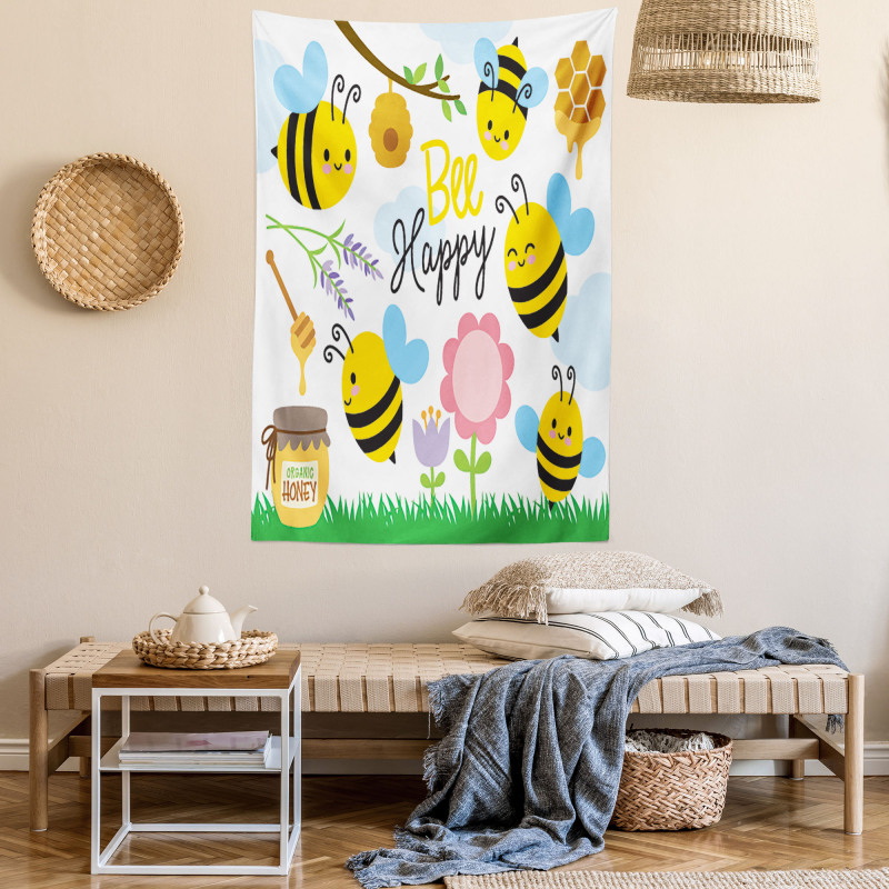 Bee Happy Spring Garden Tapestry