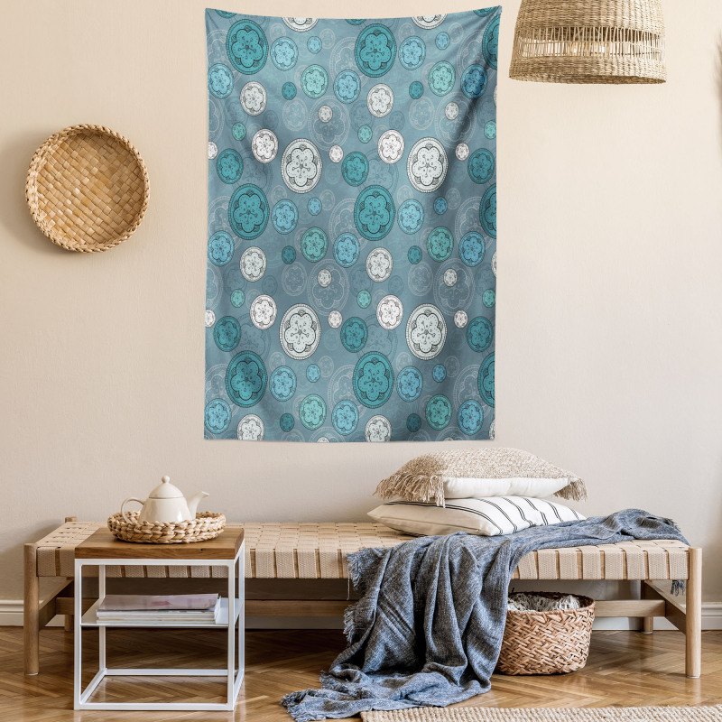 Circles Flowers Graphic Tapestry