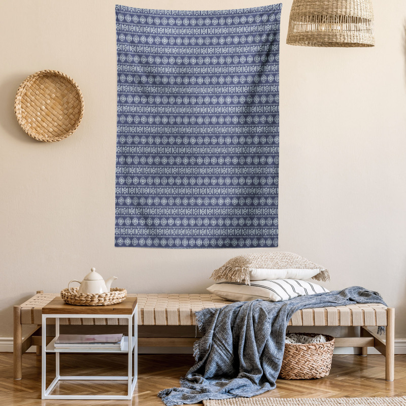 Vertical Aztec Motifs Tapestry