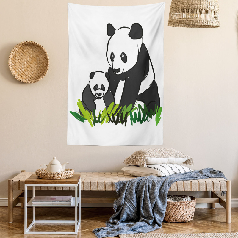 Panda Bear Family Bambu Tapestry