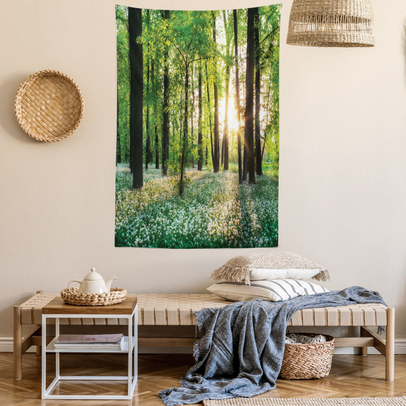 Sunny Forest Blossoms Tapestry