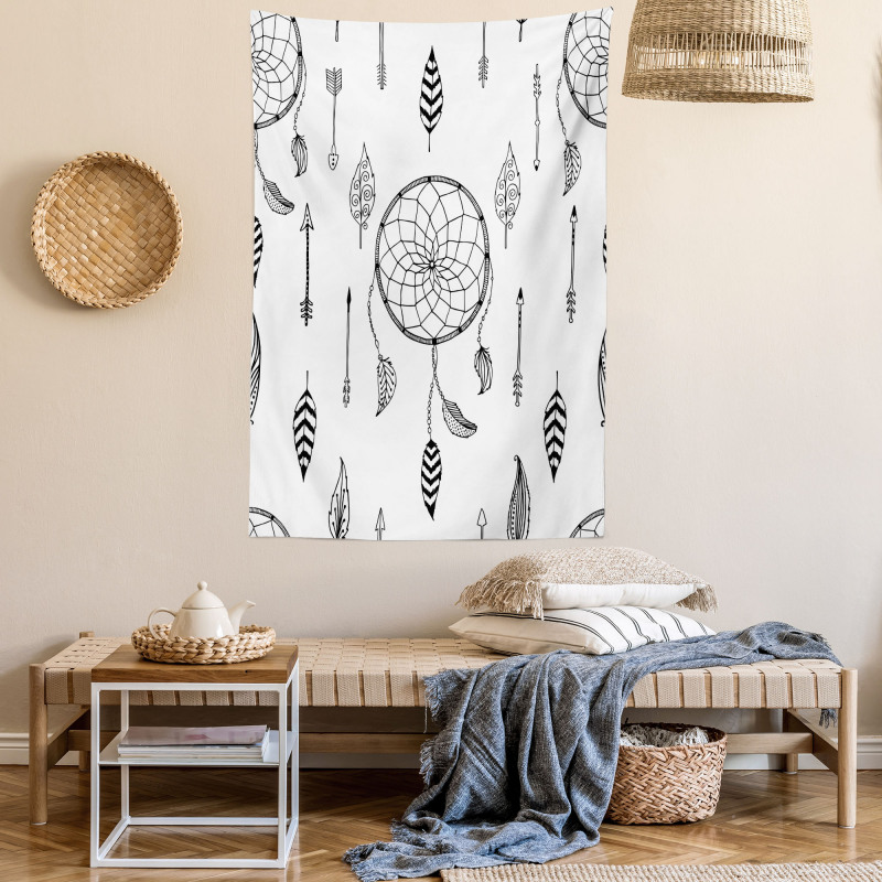 Folk Feathers Arrow Tapestry