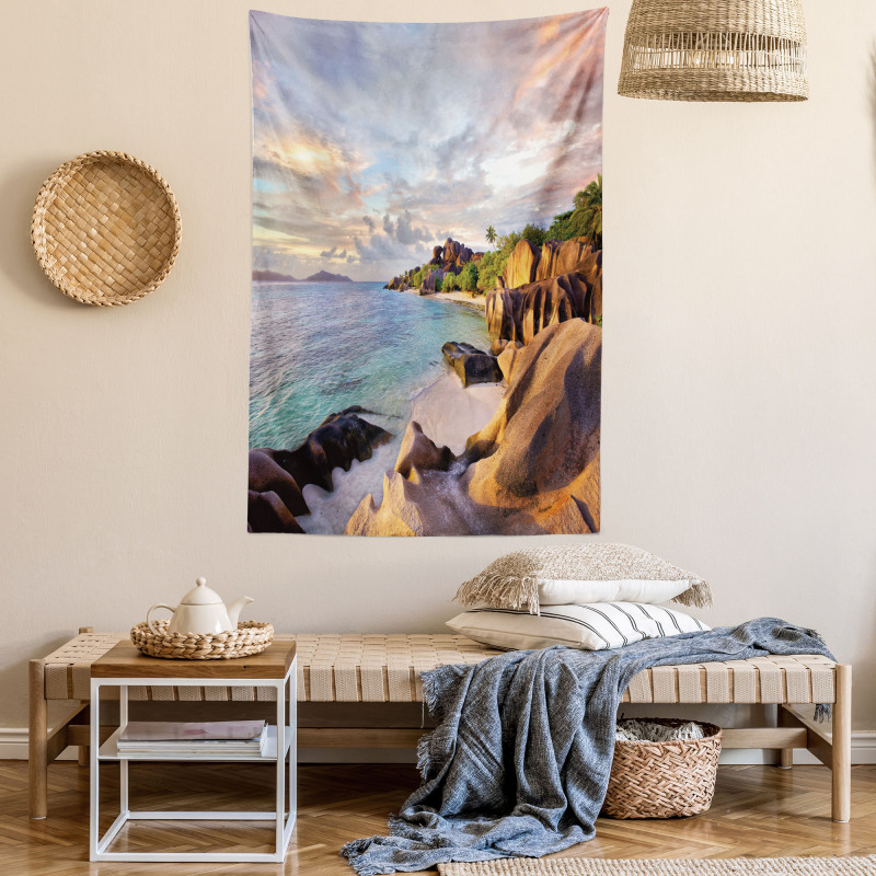 Rock Sandy Beach Island Tapestry