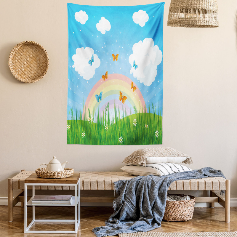 Meadow Butterfly Rainbow Tapestry