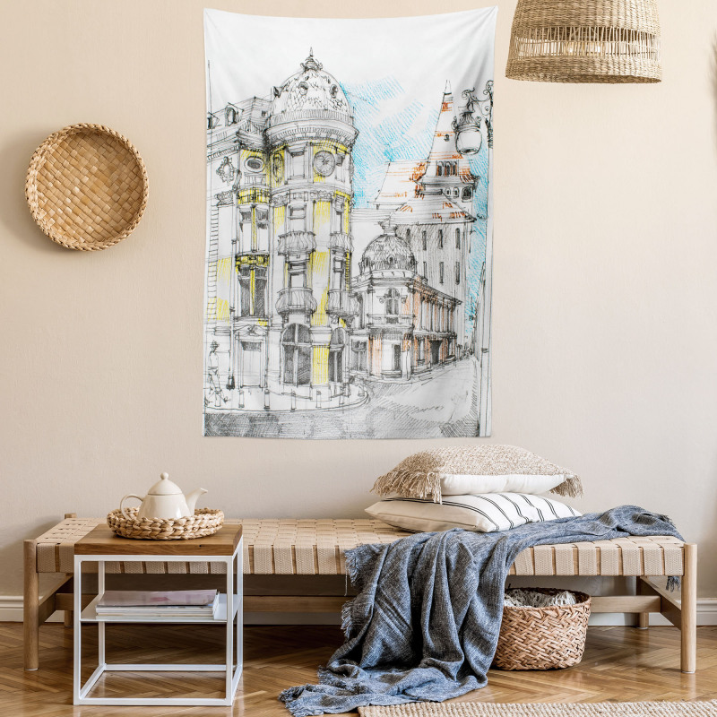 European City Sketch Tapestry