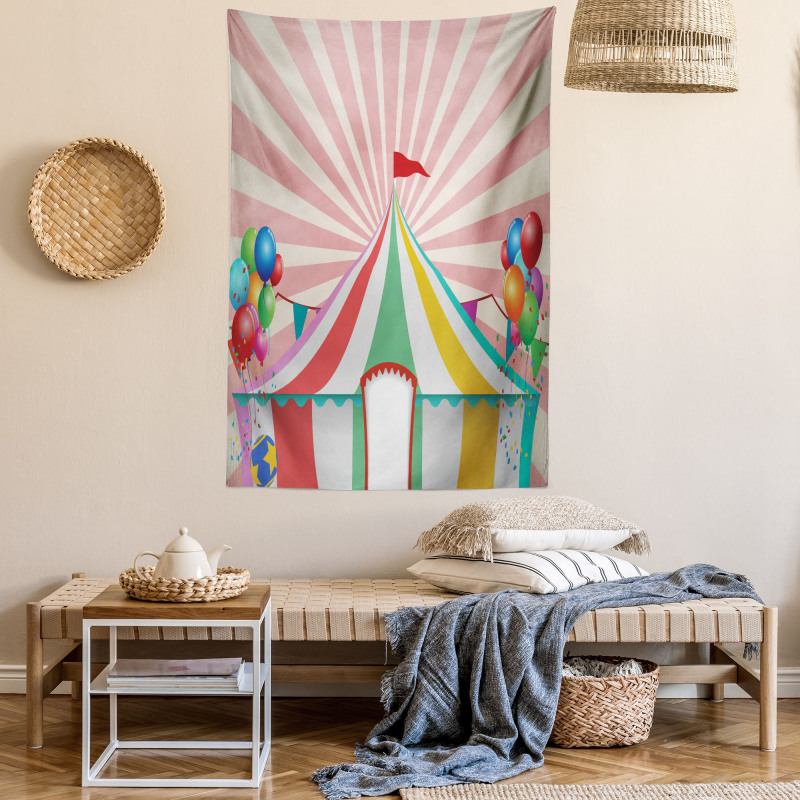 Vintage Circus Balloons Tapestry