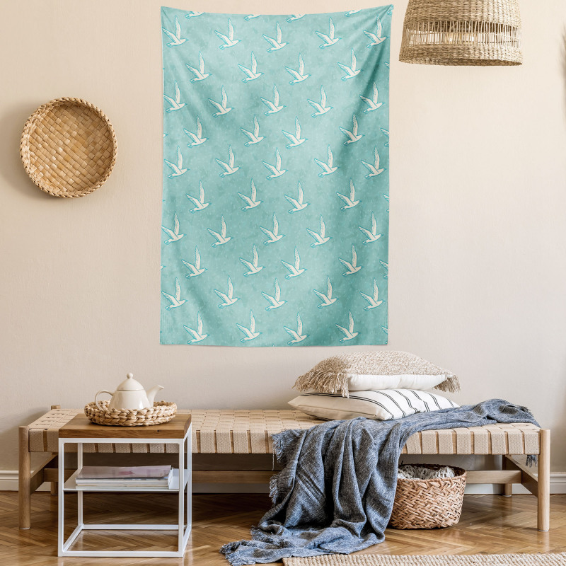 Seagulls on Polygonal Back Tapestry