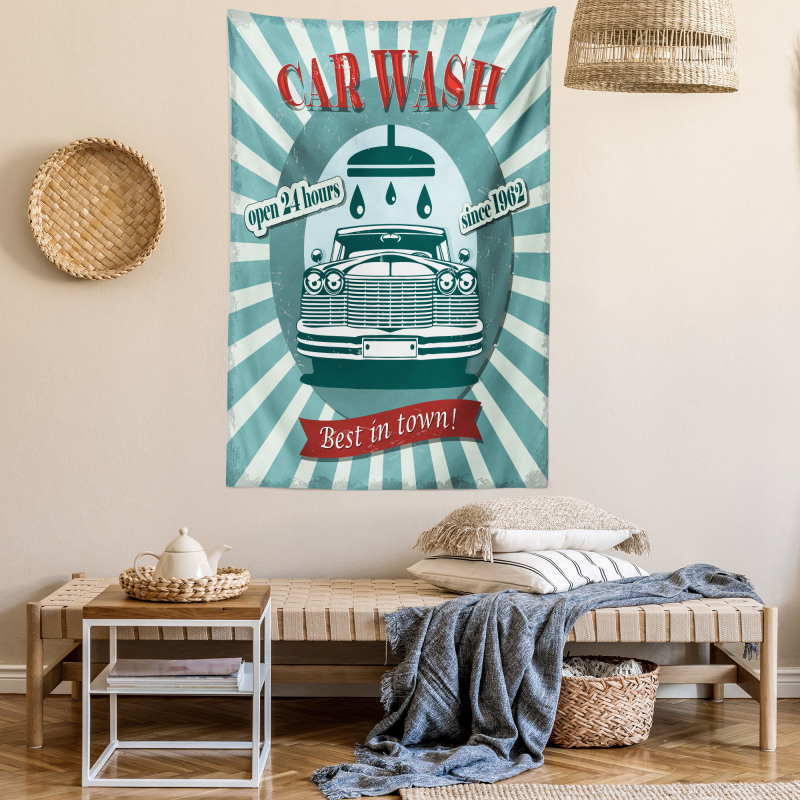 Car Wash Sign Commercial Tapestry