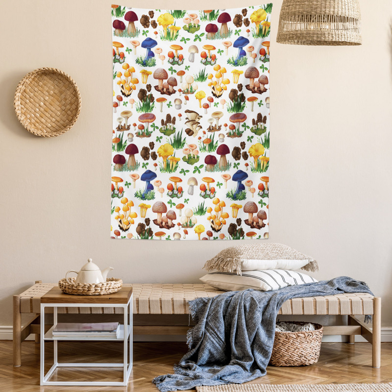 Mushrooms Wild Organic Tapestry