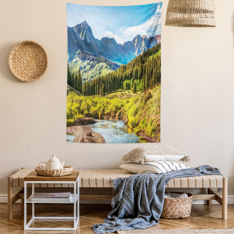 Mountain Forest River Tapestry