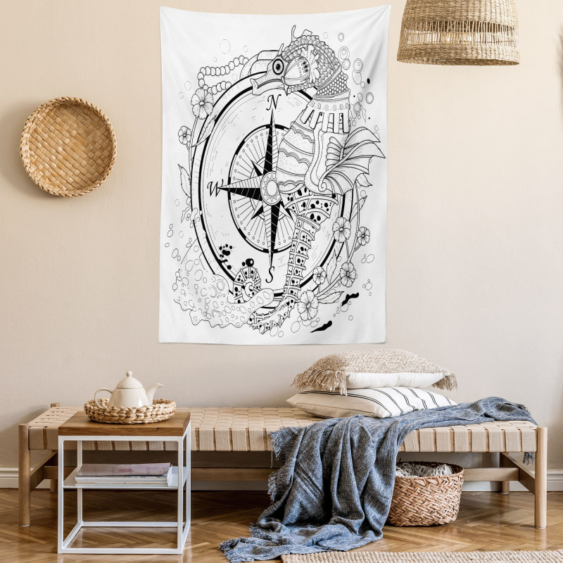 Seahorse Compass Tapestry
