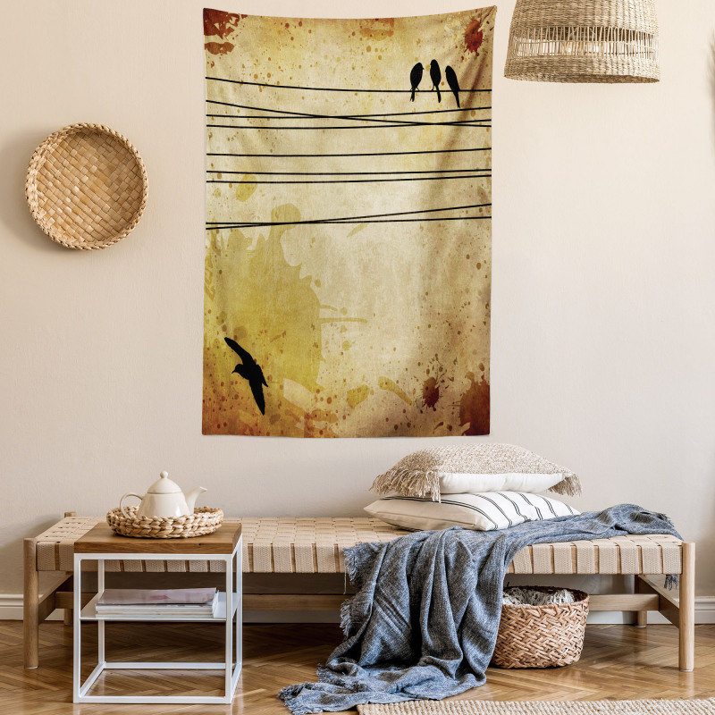 Birds on Cable Grunge Tapestry