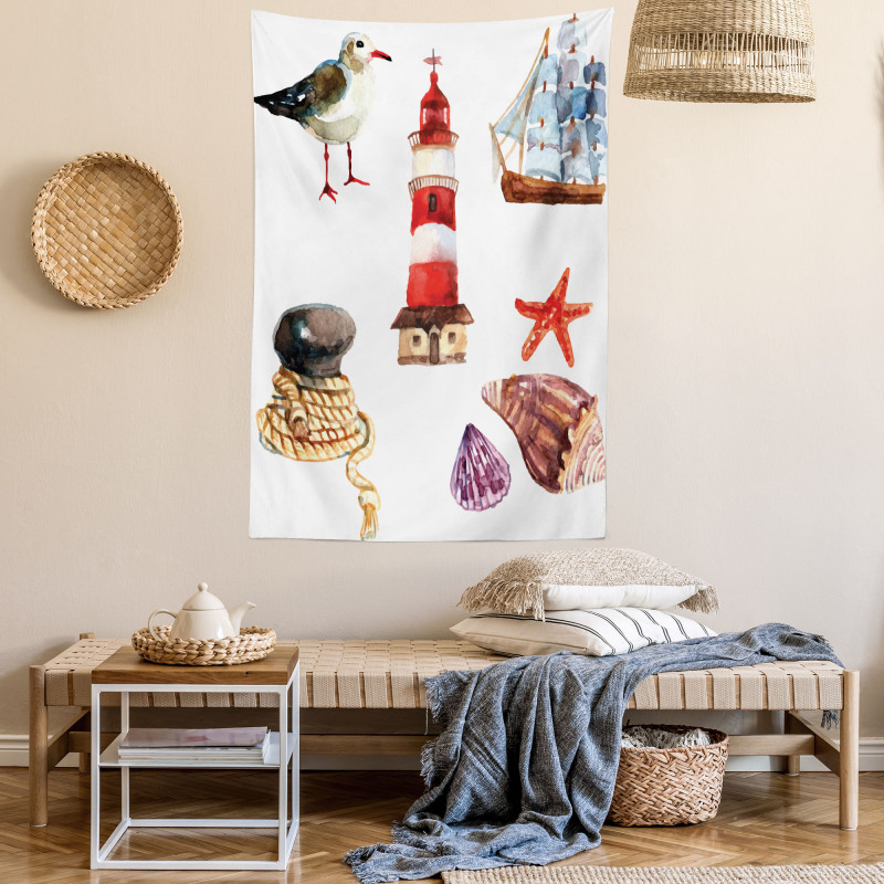 Lighthouse Seagull Tapestry