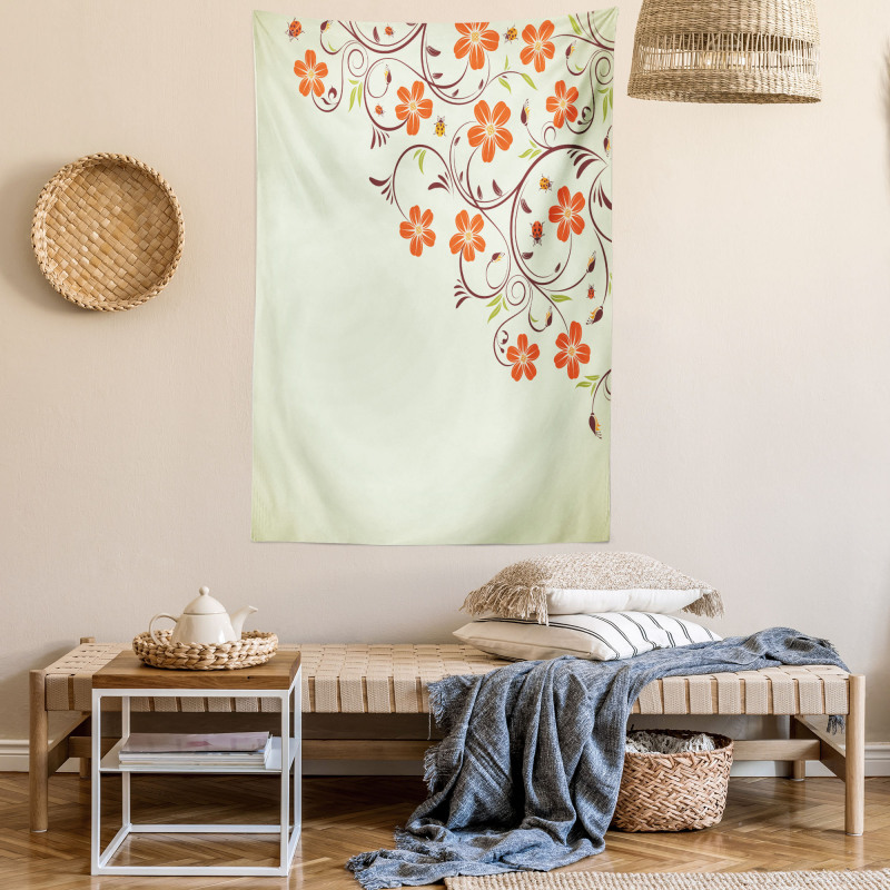 Ladybugs Flowers Spring Tapestry