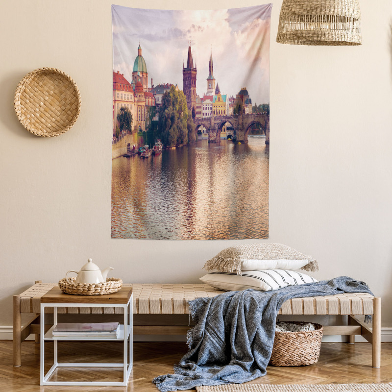 Prague River and Bridge Tapestry