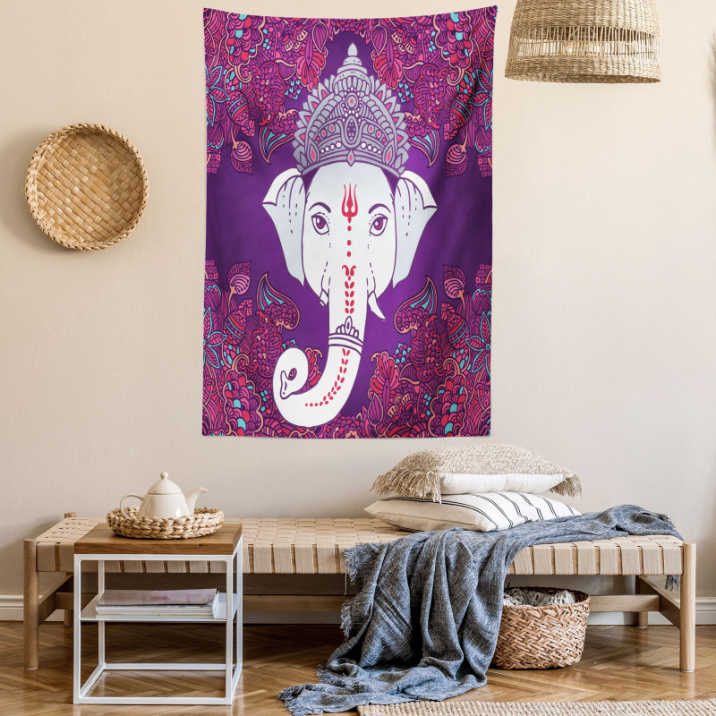 Elephant Floral Design Tapestry