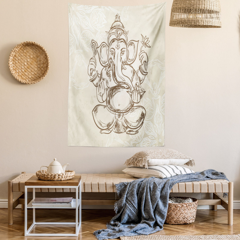 Elephant Artful Sketch Tapestry