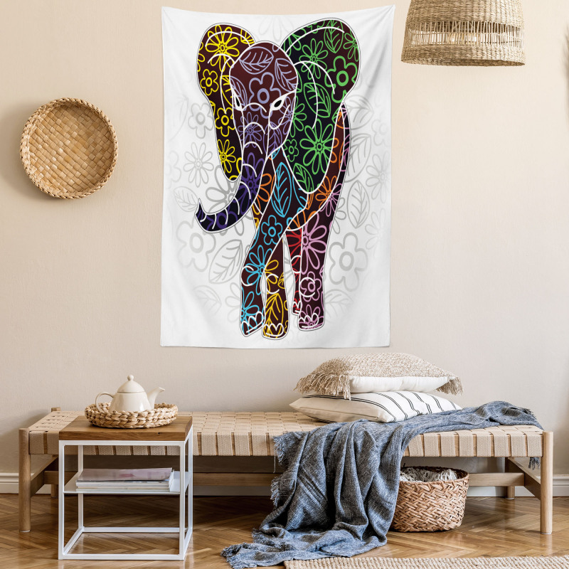 Floral Tribal Shapes Tapestry