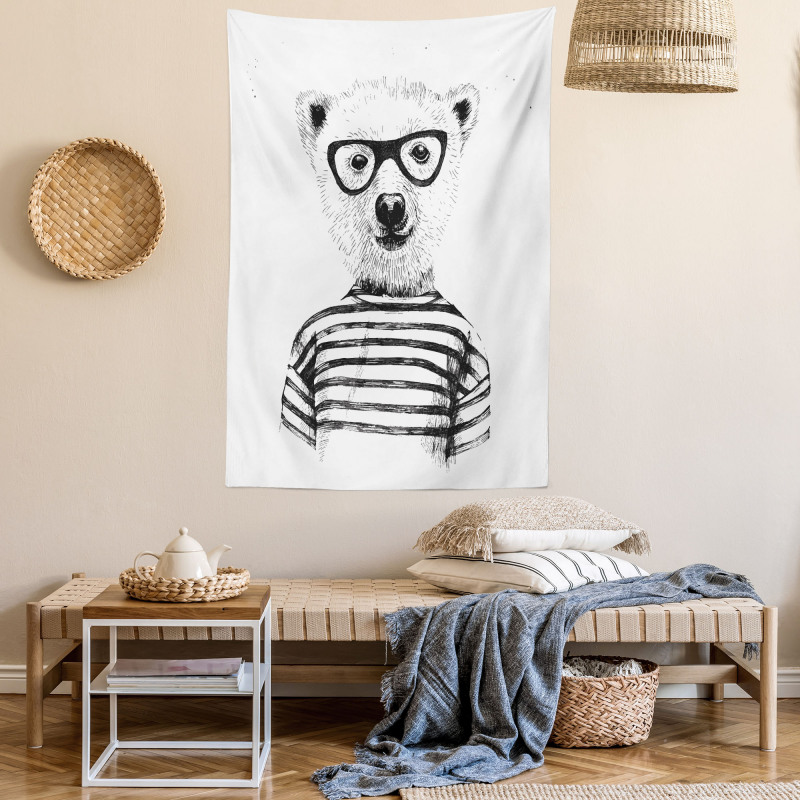 Bear in Glasses Fun Tapestry