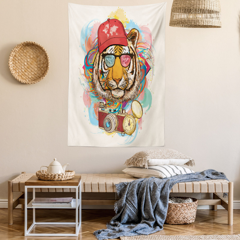 Hipster Tiger Sunglasses Tapestry