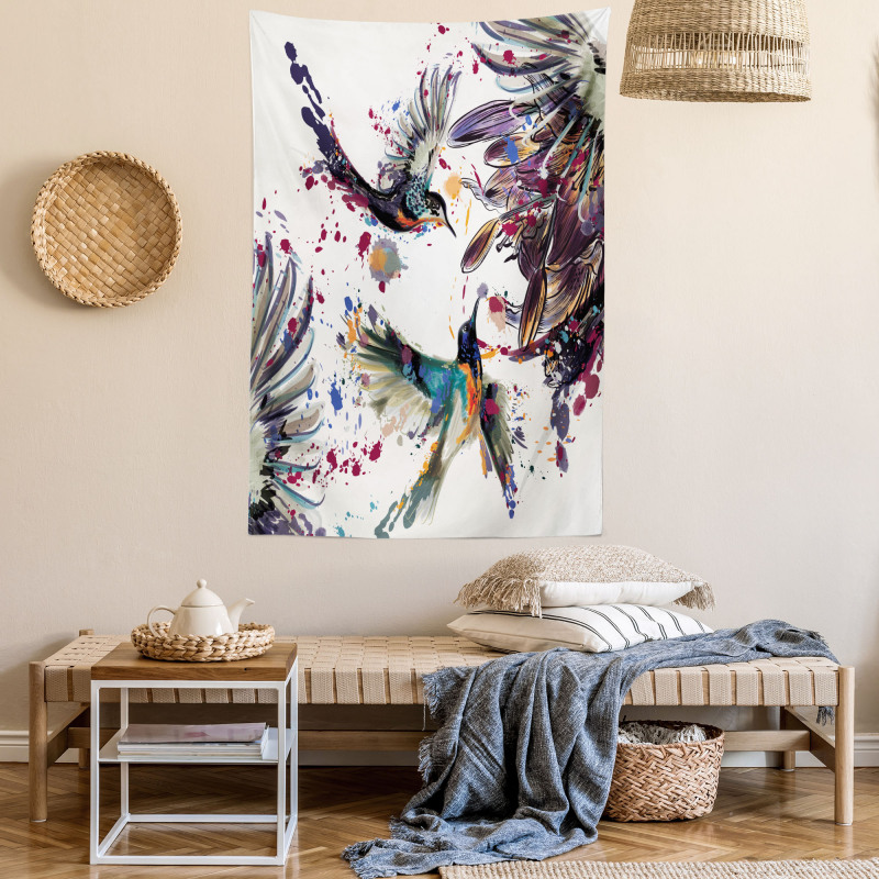 Lily Birds Watercolor Tapestry