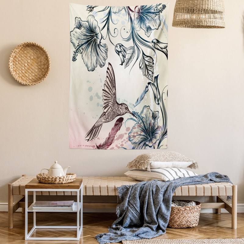 Vintage Birds Flowers Tapestry