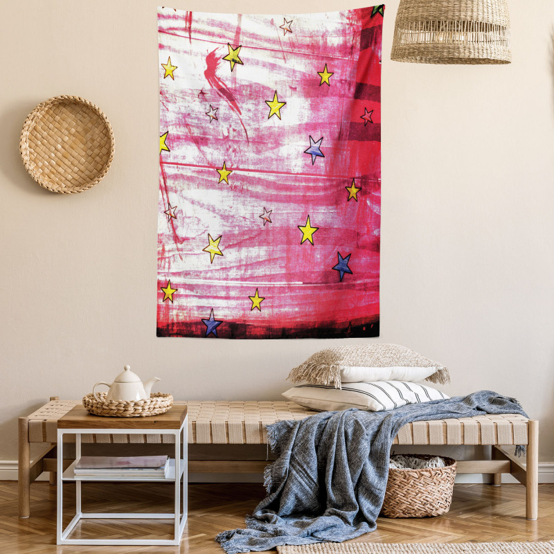 Red Grunge Celestial Tapestry