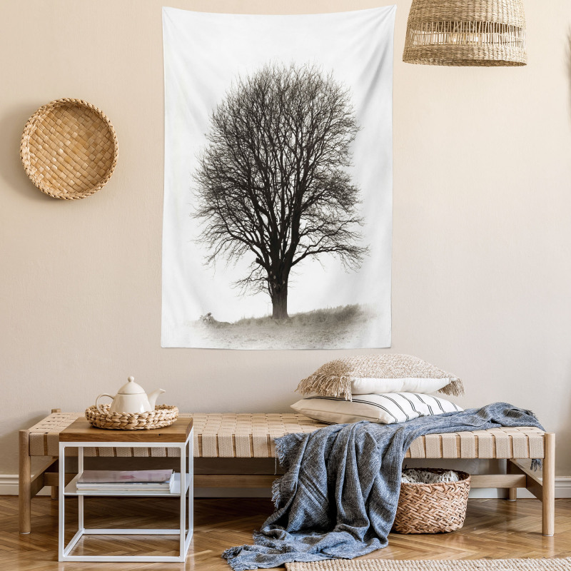 Fall Tree Monochrome Art Tapestry