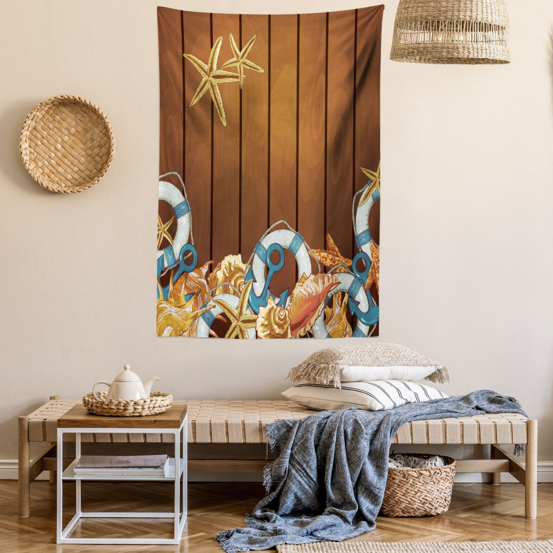 Seashell Anchor Wooden Tapestry