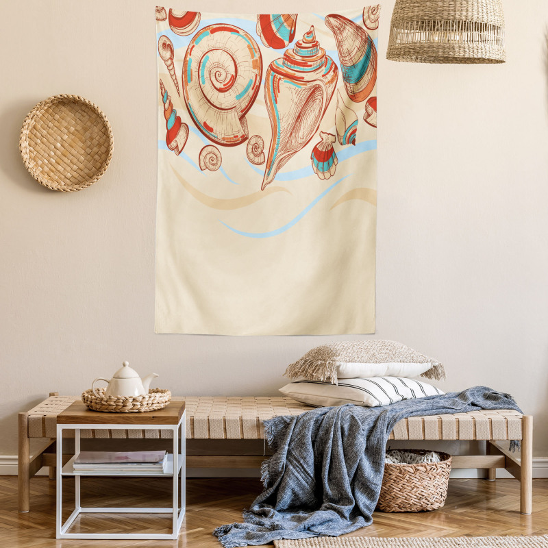 Seashells Pastel Colored Tapestry