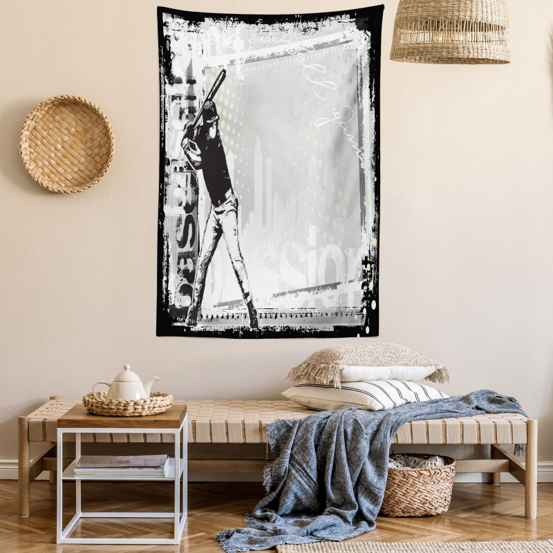 Baseball Sketch Art Tapestry