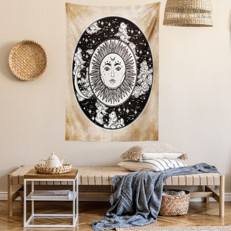 Sun Face Moon Tapestry