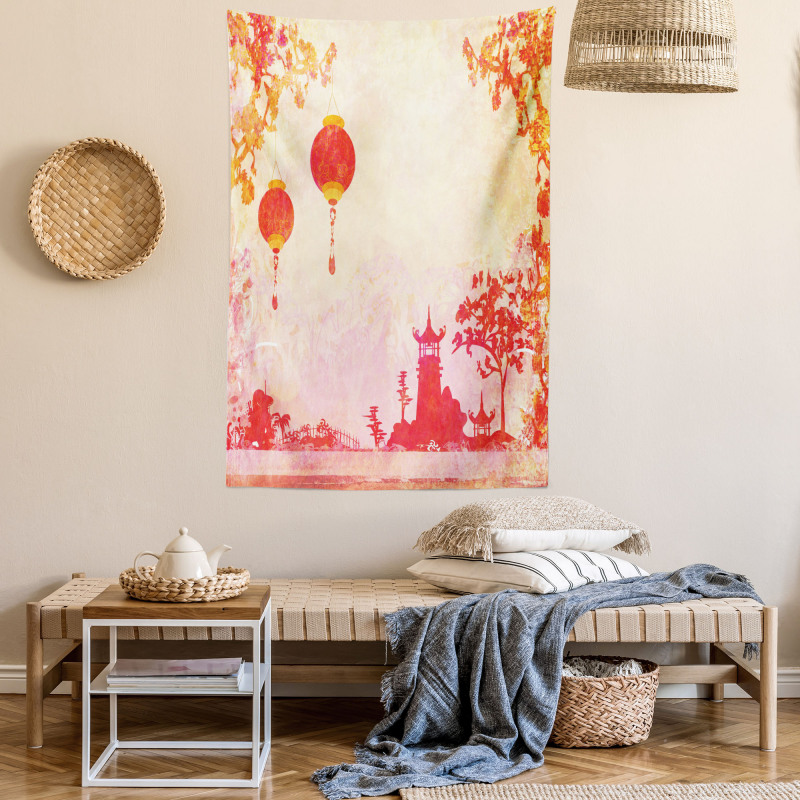 Chinese Lanterns Building Tapestry