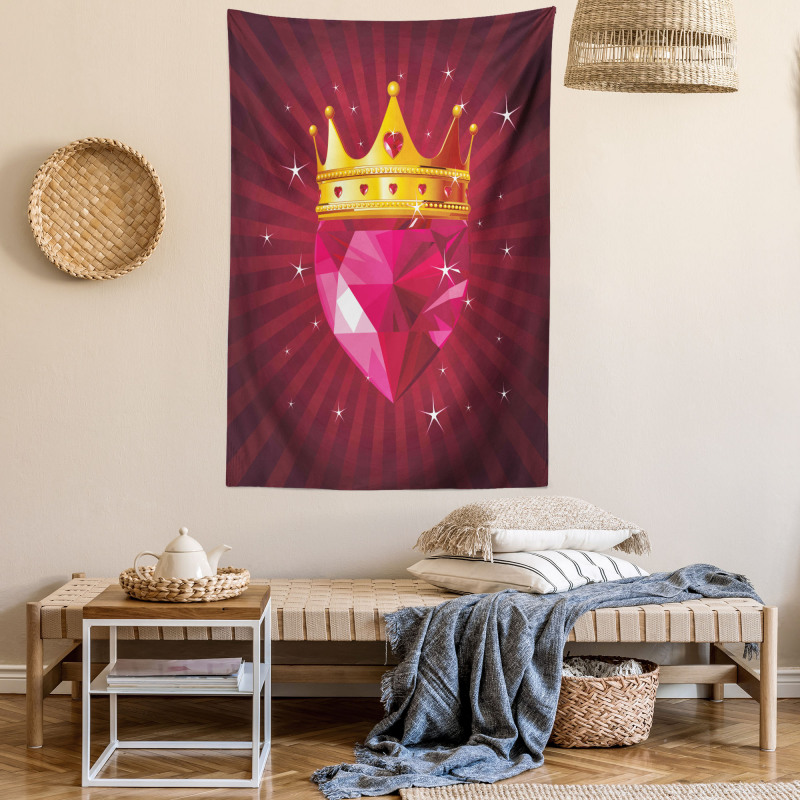 Pink Diamond Crown Art Tapestry