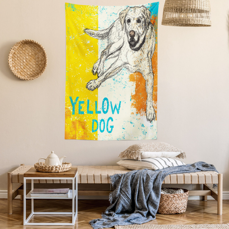 Grunge Sketch Dog Art Tapestry