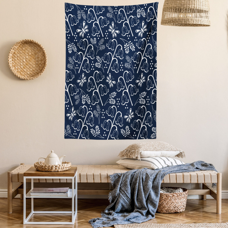 Hand Drawn Leaf Branch Tapestry