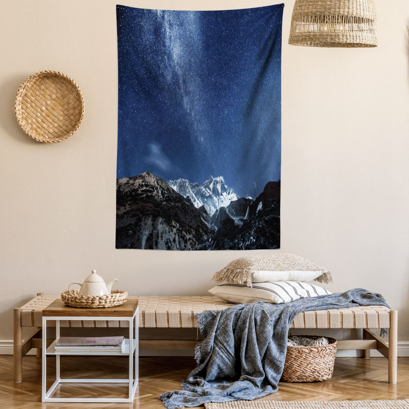 Starry Blue Night Cosmos Tapestry