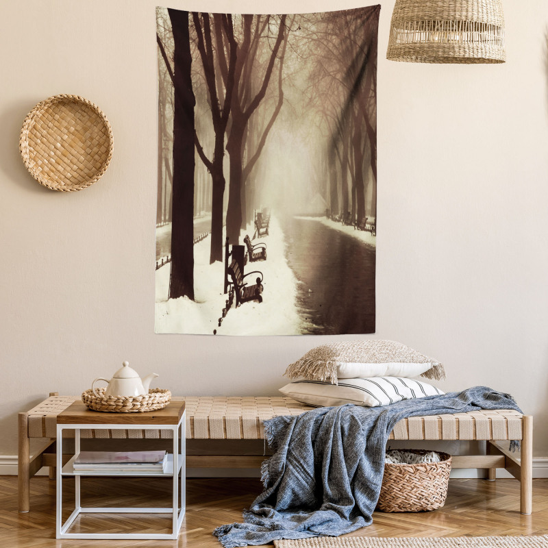 Street View Foggy Day Tapestry