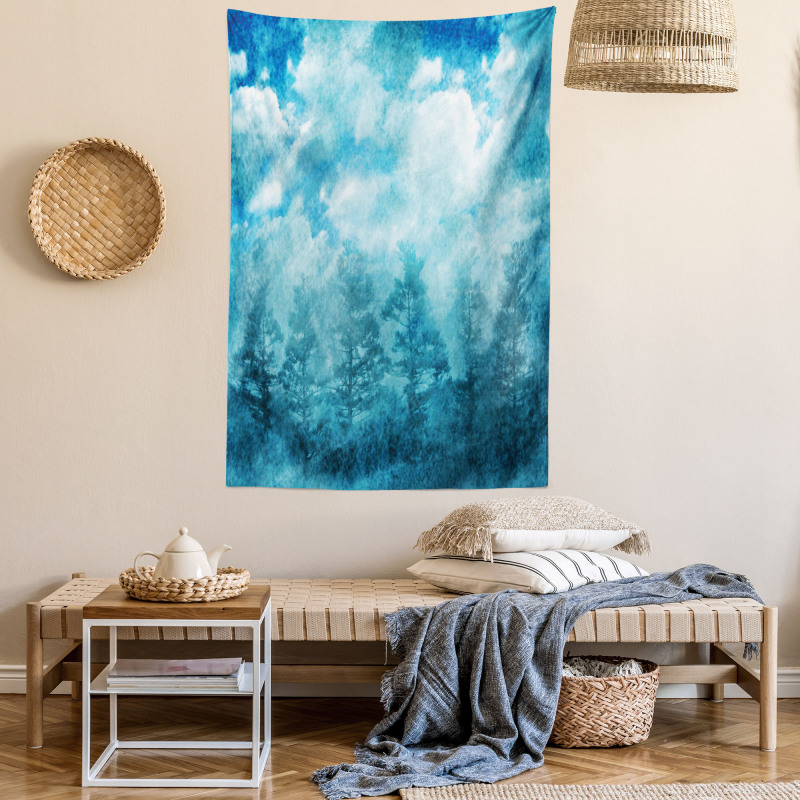 Grunge Sky Foggy Night Tapestry