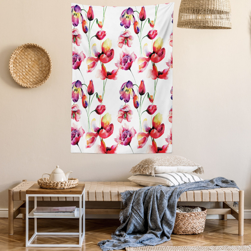 Blooming Tulip Poppy Tapestry